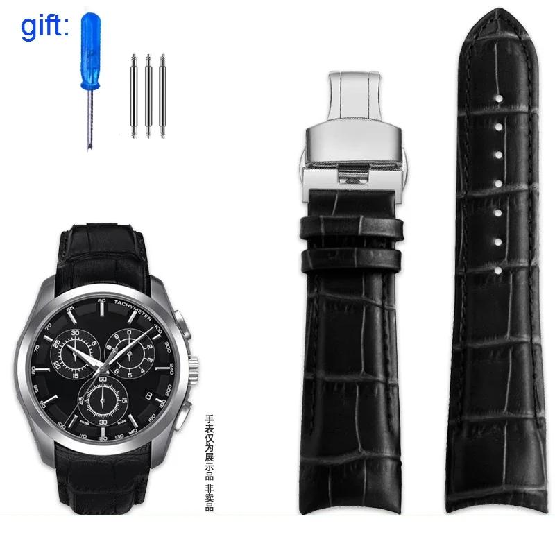 Pulseira de Couro Genuíno para Relógio Tissot T035 Pulseira Masculina Série 1853 T035627 T035617 T035407 Boca de Arco Pulseira 22mm 23mm 24mm