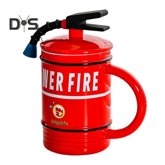 

Керамическая кофейная кружка 450 мл, забавная чашка-пламегаситель с крышкой, кружка для напитков со льдом, шоколадом и молоком, креативный подарок для мужчин и женщин красный