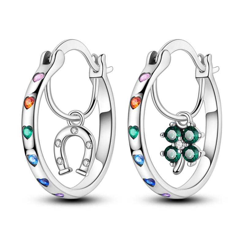 Four-leaf Clover Earrings Women 925 Silver CZ Zircon Jewelry Ear Studs Sparkling Pave Earring Wedding Anniversary Gifts