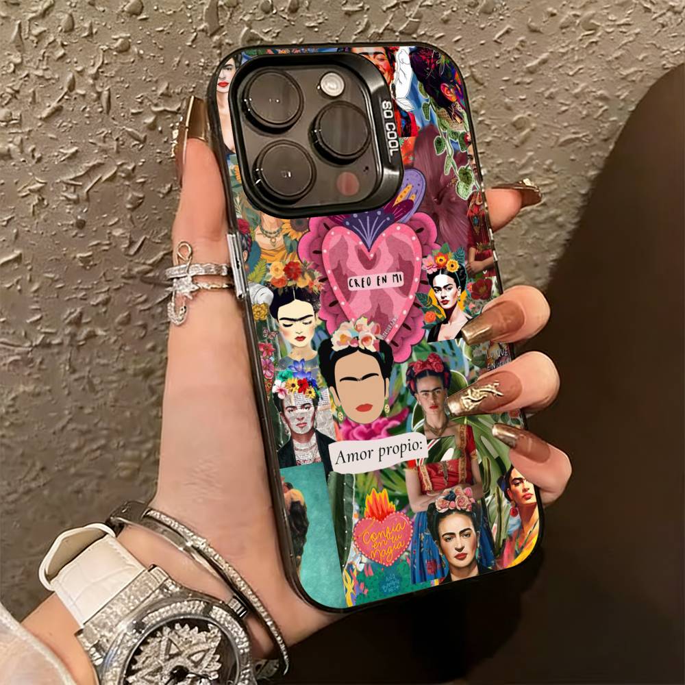 Fashion F-fridaS Kahlo-PC Phone Case For iPhone 17,16,15,14,13,12,11 Plus,Pro Max,XS,Colorful Silver Phone case Funda Cover