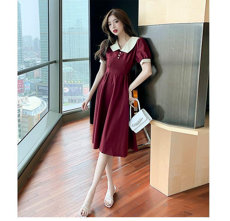 French Retro Temperament Slim Dress Muse Fan Doll Collar Belt First Love Platycodon Dress Fashion Hepburn Style