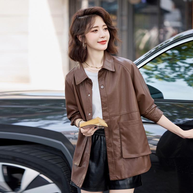 

Весна и Осень Новая Ленивая Мода Повседневная Черная Кожаная Одежда с Лацканами Одежда для Мотоциклистов Куртка Женский Тренд XL