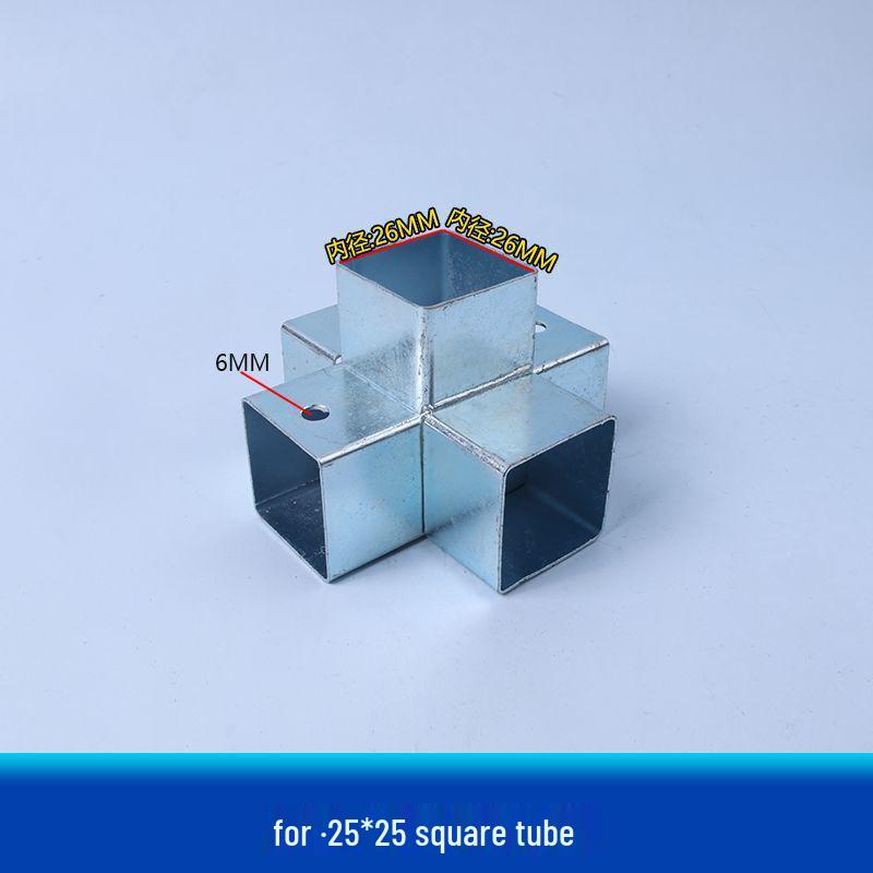 Galvanized Steel Wrought Iron Connector: Two/Three-Way Swivel Right Angle for Square Tubes.