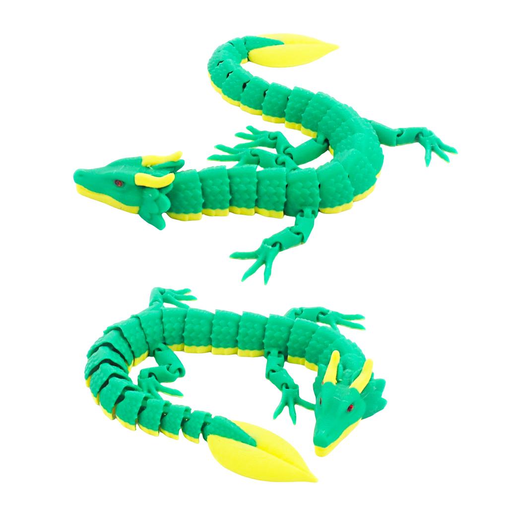 3D Printed Green Bamboo Leaf Dragon, Joints Movable, Multi-Color 3D Printing Technology Toy