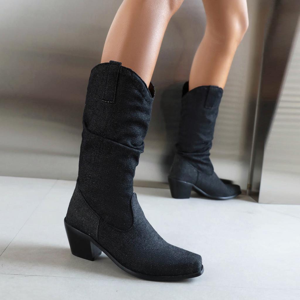 Zapatos de mujer talla grande - tubo alto botas blancas europeas y americanas botas de mujer aumento de altura interior punta redonda