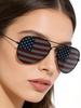 American Flag Aviator Sunglasses UV Protection Patriotic Shades for 4th of July & Outdoor Activities KJ095