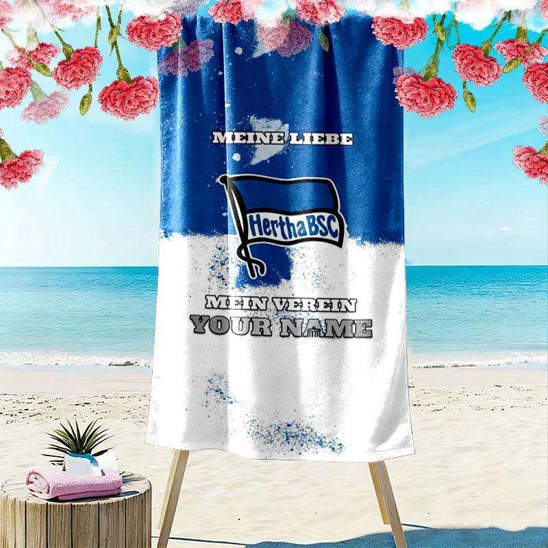 Hertha BSC Custom Name Print Beach Towel, Large Soft Quick Dry Towel for Beach Camping Swimming