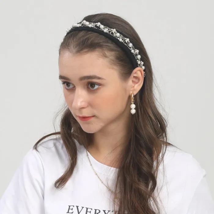 LALA פנינה סרט שיער אתני - שחור