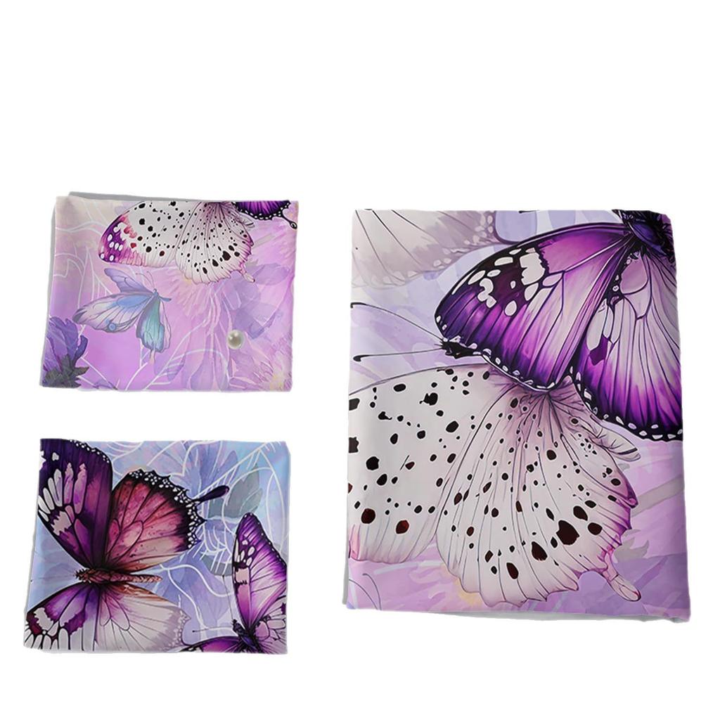 Purple Butterfly Three-Piece Digital Printing Kit 3D Duvet Set Bedding