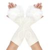 Teenagers Winter Half Finger Mitten Plush Cuffs Keep Warm Lengthen Wrist Gloves