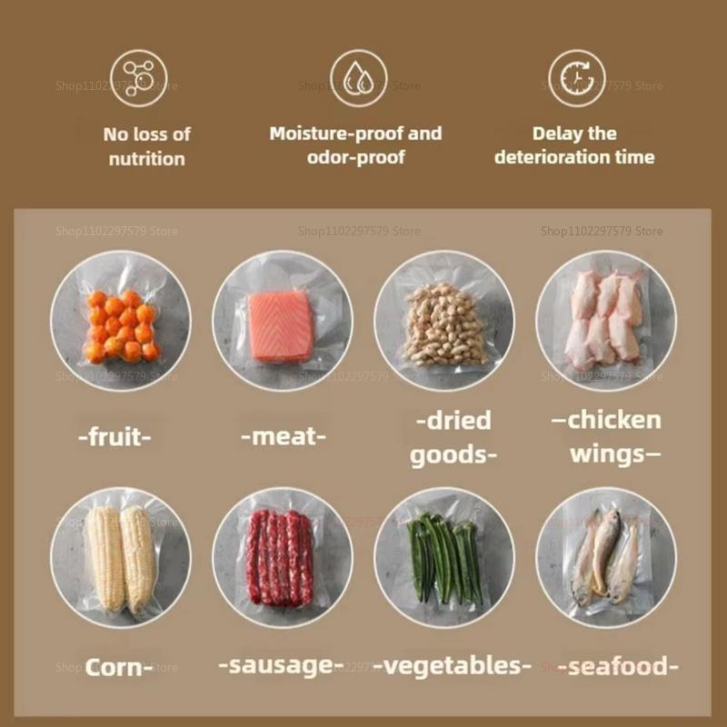 Automatic Small Food Vacuum Sealer Machine Premium Compact Food Packaging Plastic Sealers for Cooked Food Preservation
