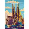 Retro Spain Cityscape Poster Nordic Style Canvas Print Coastal Architecture Art for Wall Decor