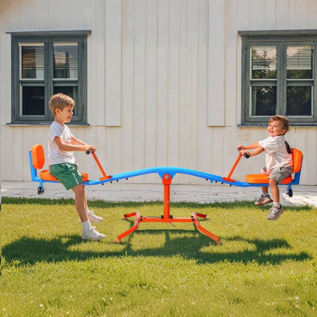 VEVOR Kids Seesaw, 136 Kg Load Capacity, Sit and Spin Teeter Totter with Easy-Grip Handles, Kids Outdoor Playground Equipment, Outside Toys