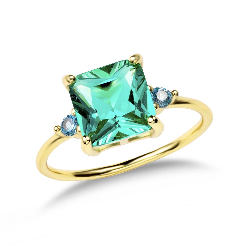 

ANDYWEN кольцо из стерлингового серебра 925 пробы, золото, большое зеленое кольцо с фианитом 9 мм, кристалл, женское свадебное роскошное ювелирное украшение 8