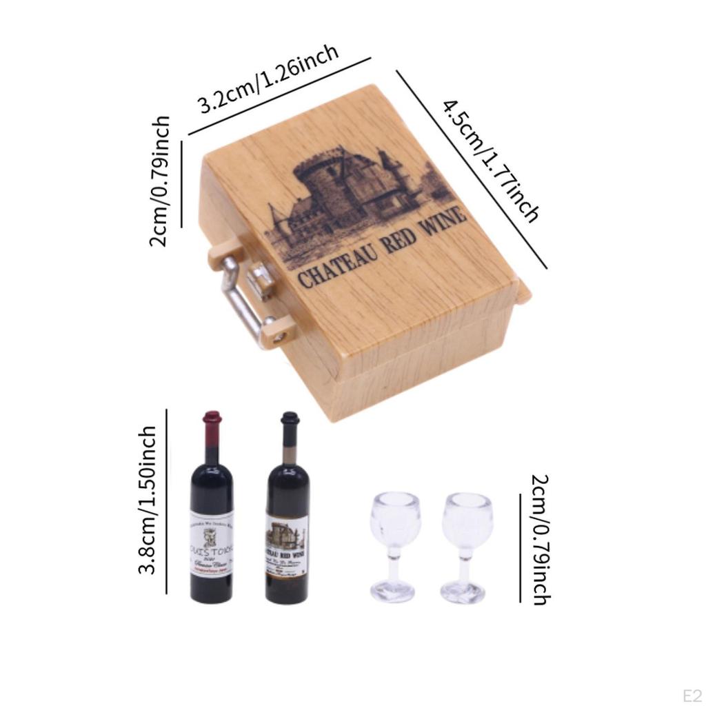 Bottles And Goblets for Dollhouse Decoration with Case