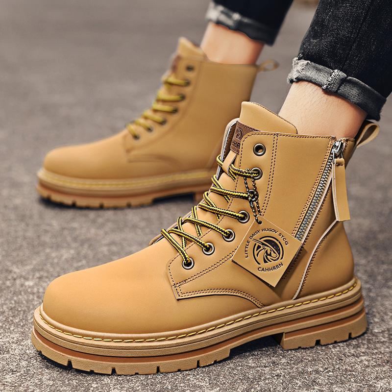 Martin boots men's boots autumn and winter new British style high-top boots versatile retro big yellow boots men's leather boots