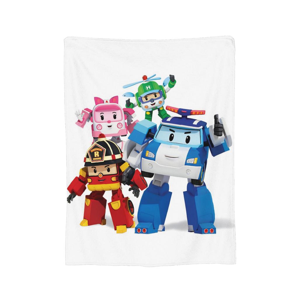 R-Robocars P-Polis Flannel Blanket Helly Awesome Throw Blanket For Bed Sofa Couch 150*125Cm Bedspreads,