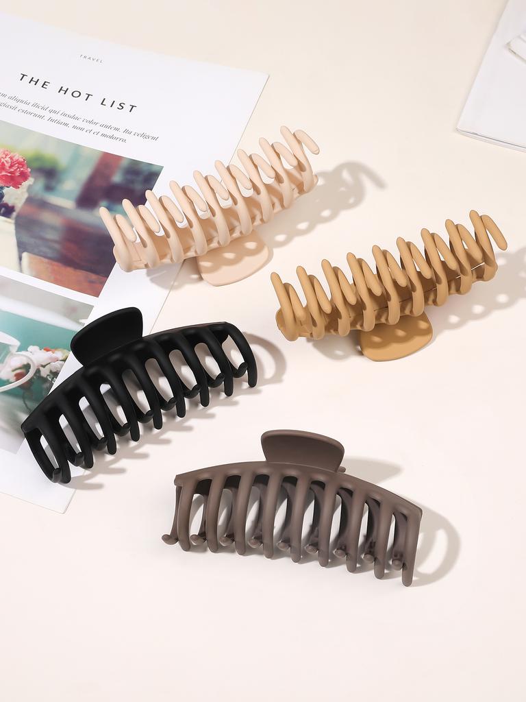 Large Claw Clips For Thick Hair , Girls Big Hair Clips Claw, Matte Claw Clips, Neutral Hair Clips 4 Pack