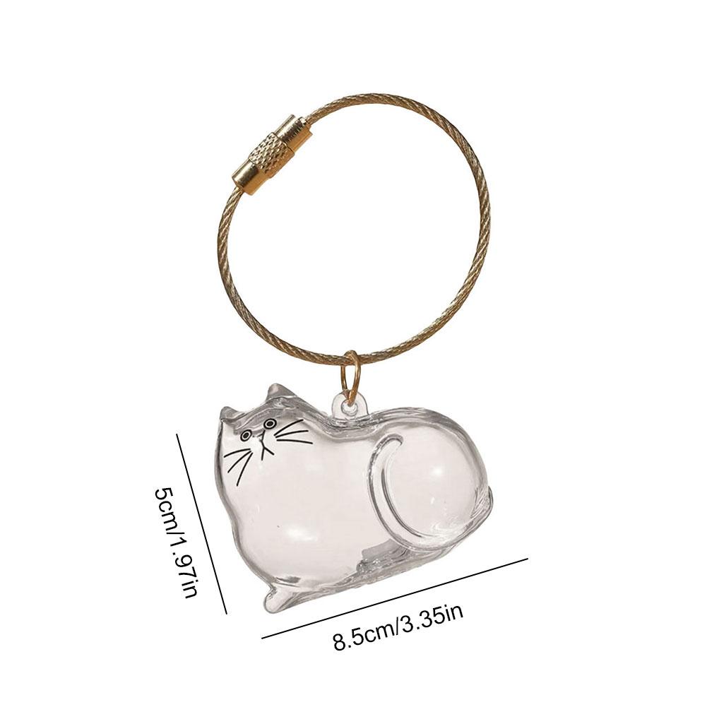 Katzen Schlüsselanhänger Transparenter Katzen Schlüsselanhänger Haarspeicherflasche Haarspeicherbox für Haustiere Katzenhaarspeicher Kapsel Schlüsselanhänger für Tierliebhaber
