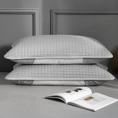 Padded Pillow Cover Solid Color Anti-Mite Pillow Protector Machine Washable Pillow Cover for Home