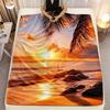 Tropical Beach Sunset Flannel Blanket - Lightweight, Soft and Warm for Sofa, Travel, Bed, Christmas and Halloween