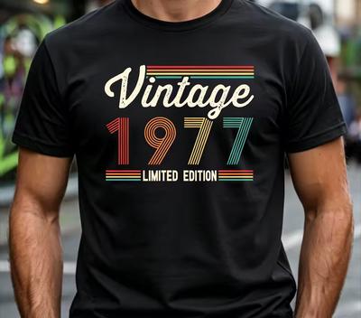 Casual Fashion 1977 Vintage Limited Edition T Shirt 49th Anniversary Funny Gift for 49th Birthday for Both Men and Women