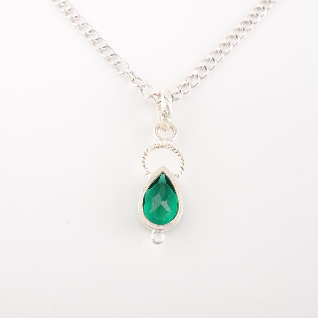 Chrome Diopside Gemstone 925 Sterling Silver Jewelry Teardrop Chain Pendant1.40" PP-12-5