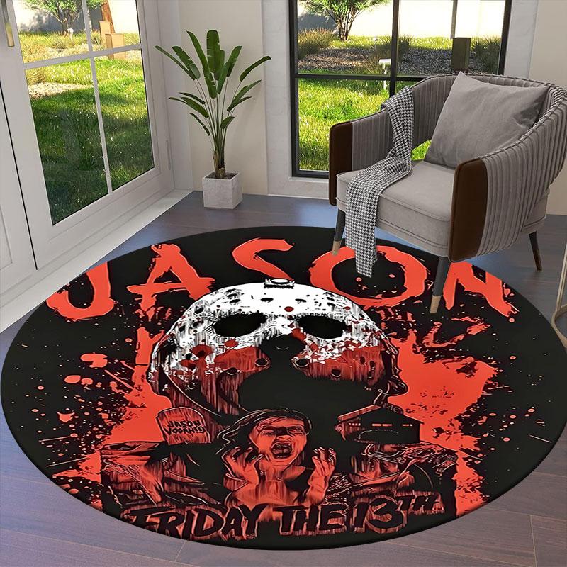 fridaythe13th Round Area Rug,Carpet Rug for Living Room Bedroom Sofa Playroom Decor,Non-slip Floor Mat