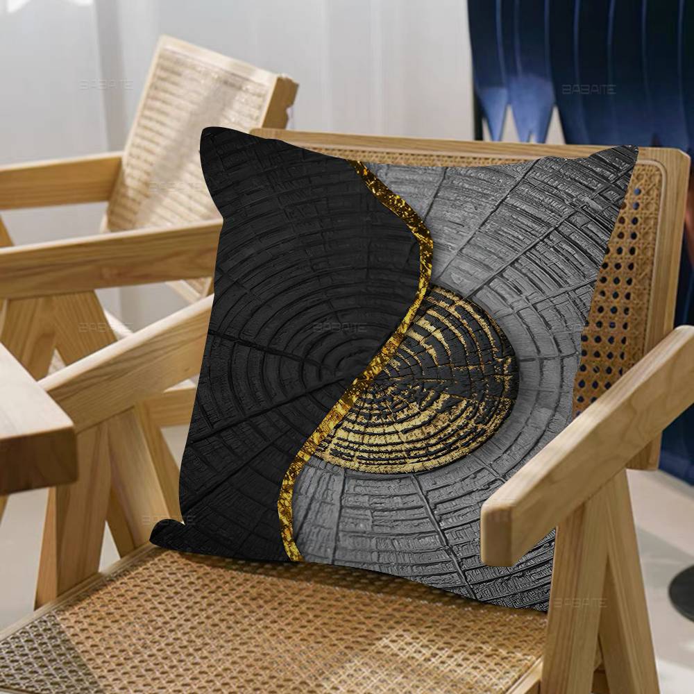 Abstract Golden Black Wood Texture Pillow Cushion Cover Pillowcase Living Room Sofa Home Decor Customized