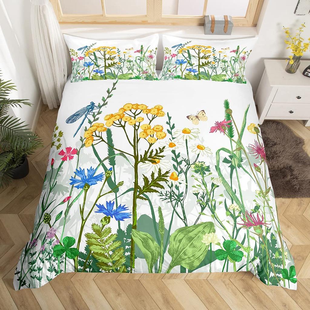 Comforter Dragonfly Flowers Bedding Set Rustic Aesthetic Animal Dragonflies Farmhouse Comforter Gifts For Women Girls