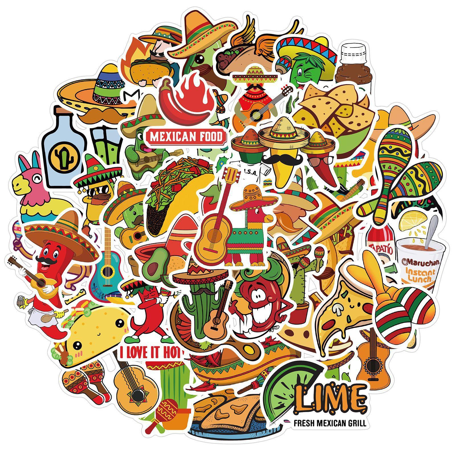 

10/50Pcs Mexican-style Food Stickers Graffiti Stickers for DIY Luggage Laptop Skateboard Motorcycle Bicycle Stickers 10pcs