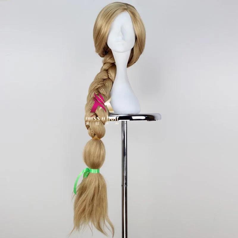 Halloween Dames Prinses Tangled Rapunzel Cosplay Pruik blond gevlochten haar Rollenspel Lang goud gevlochten haar met bloemen One Size&Tangled brown