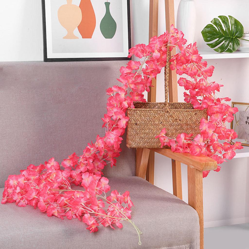 1.8m 256 Simulated Artificial Sakura Flower Garland Hanging Vines for Spring Home Room Wedding Party Decor