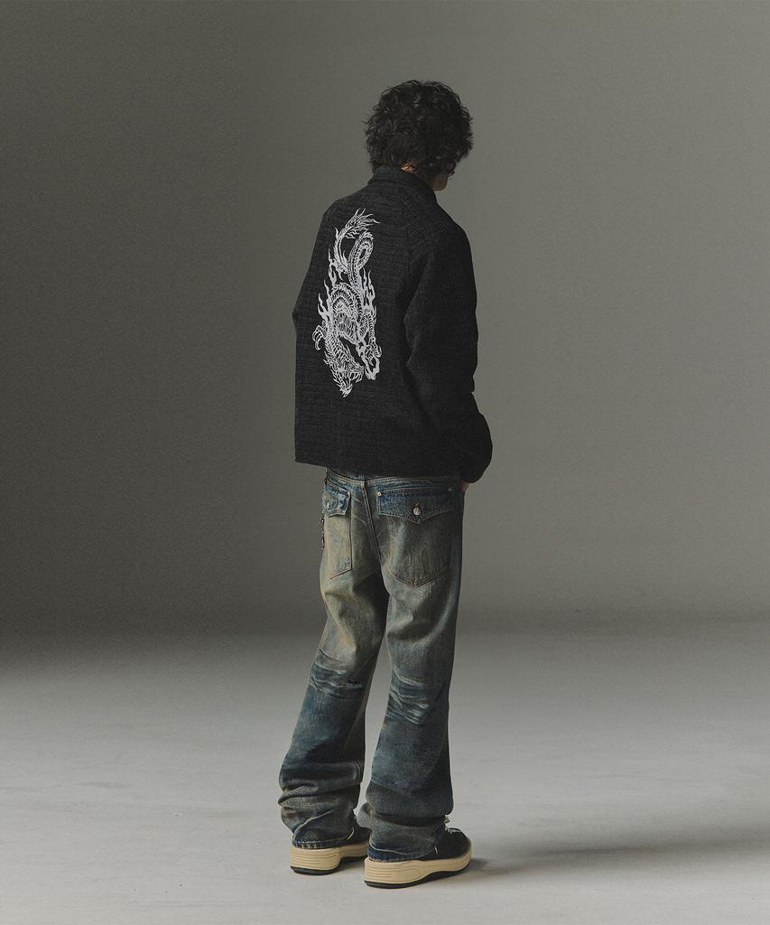 Not4Nerd Eastern Dragon Tweed Track Jacket - Black