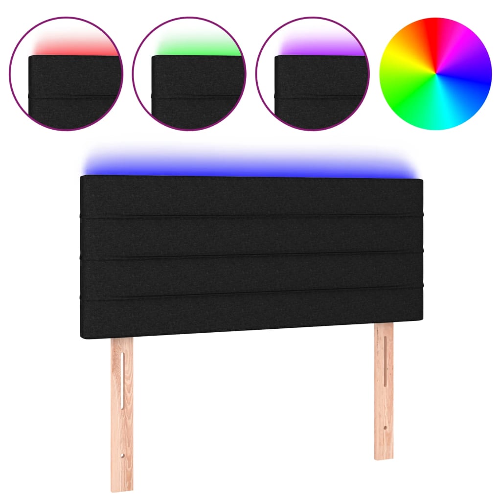 Vidaxl Zagłówek Do Łóżka Z Led, Czarny, 100X5X78/88 Cm, Tkanina