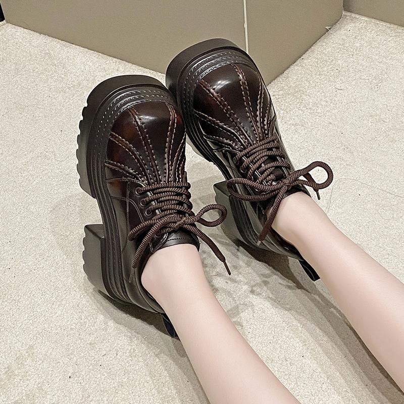 Aphixta 10cm Platform Ankle Boots Black Height Increasing Spring Woman Shoes Leather Thick Botton Sole Modern Boots