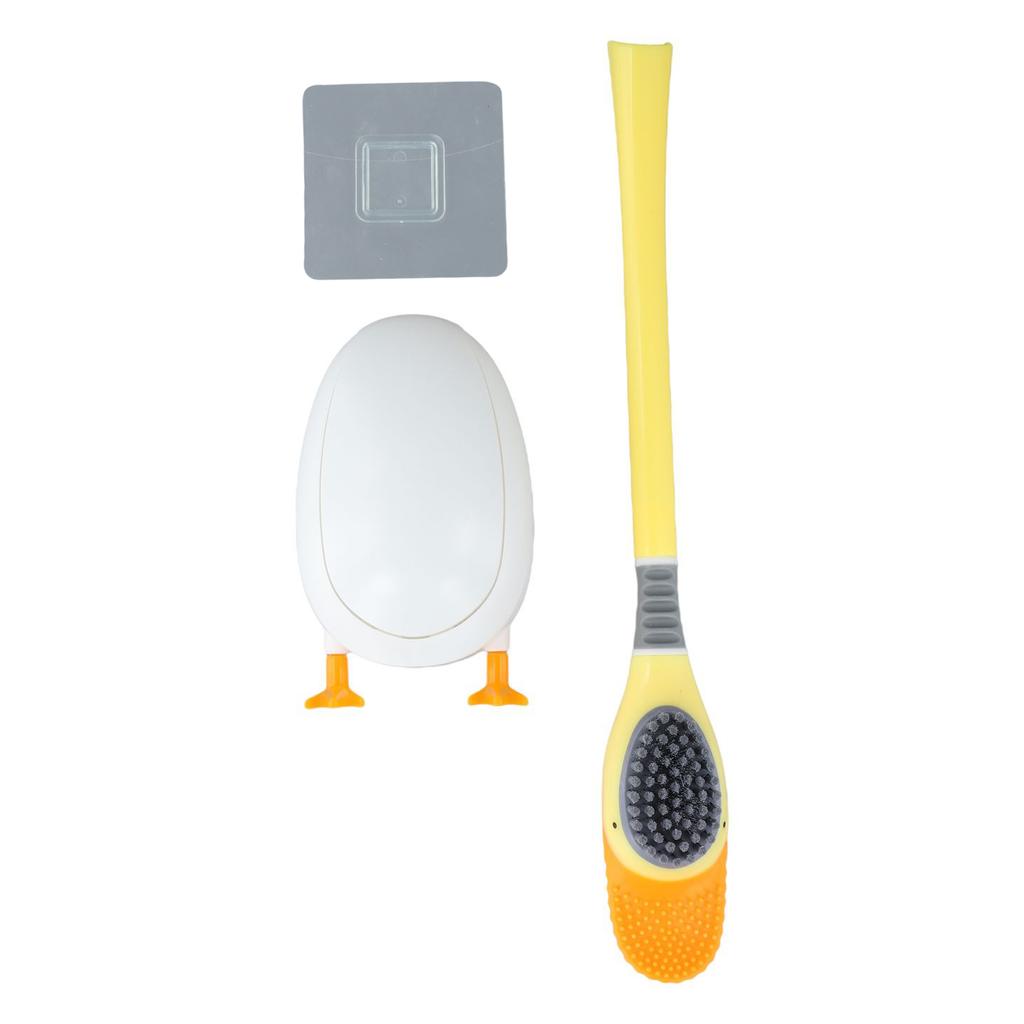 1 Set Wall Mounted Toilet Brush Duck Silicone Toilet Brush Set 360° Deep Clean Easy Storage Bathroom Accessories