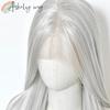 Silberfarbene Spitze Front Perücke 13x4 Lang Gerade Weiße Spitze Front Perücke Hochtemperaturfasern Synthetische Spitze Front Frontal Cosplay Perücken
