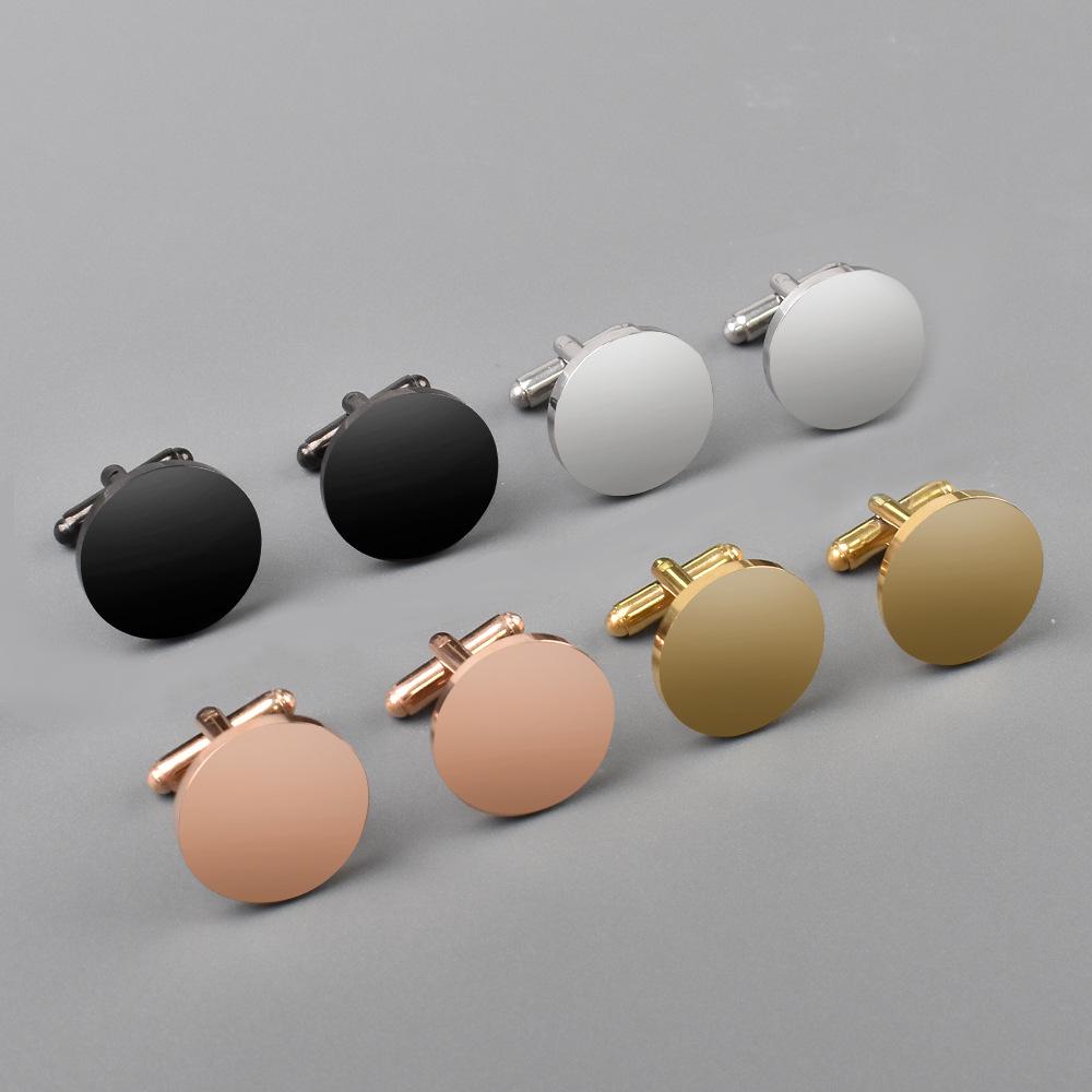 Polished Stainless Steel & Titanium Round Cufflinks with Tie Clip – Fashionable Business Accessory for Men