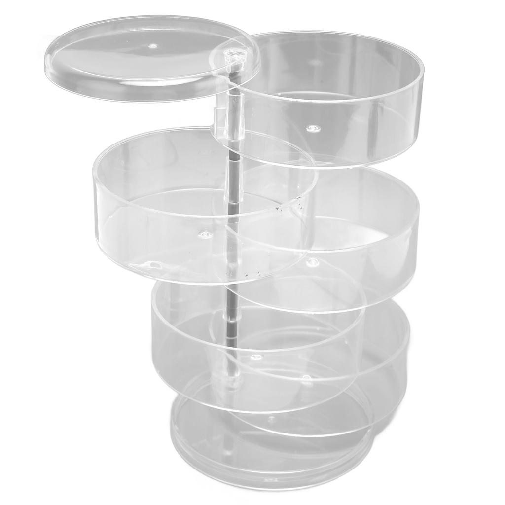 Rotatable Jewelry Box 5 Layer Transparent 360 Degree Rotation Space Saving Earring Jewelry Storage