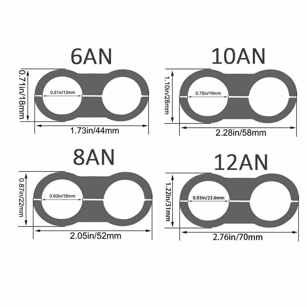4Pcs Hose Separator Clamp Fitting Connector 6AN for Gas/ Oil/ Fuel Hose/ Line