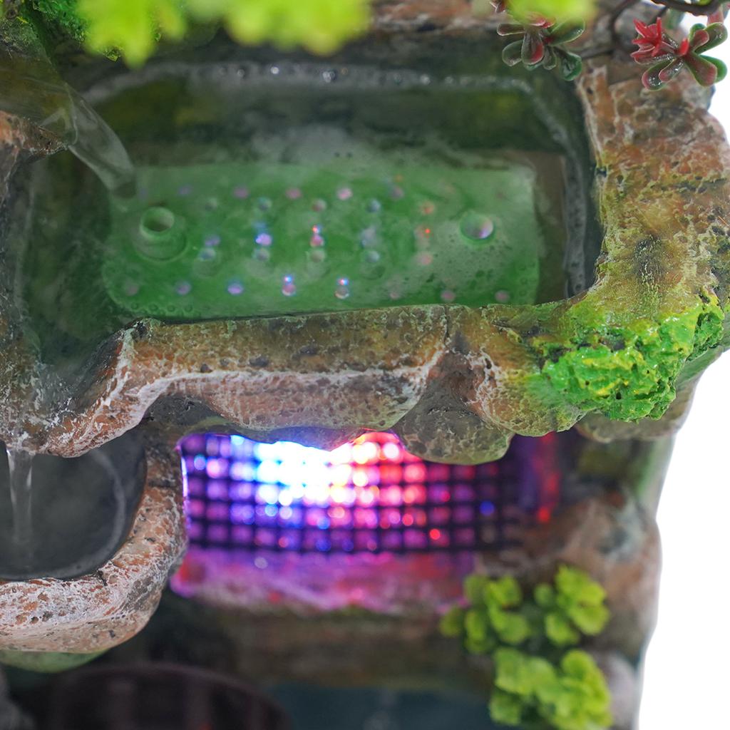 Mini Skalková fontána Vodopád Feng Shui Stolní Voda Kámen Vnitřní Stolní Dekorace Kámen Vodopád Zenová Dekorace s LED Světlem