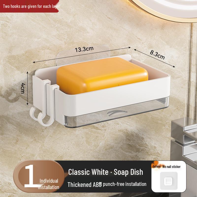 Wall-Mounted Double-Layer Soap Dish and Bathroom Rack - Punch-Free Drainable Design