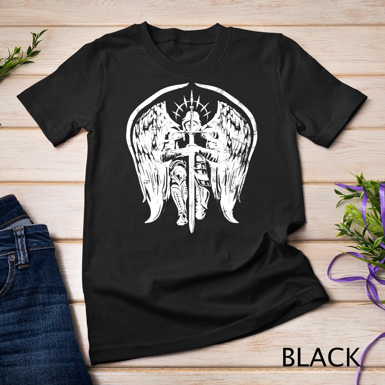 Angel Archangel Michael Christian Warrior Gift Unisex T-Shirt Mens Womens Tees Top S