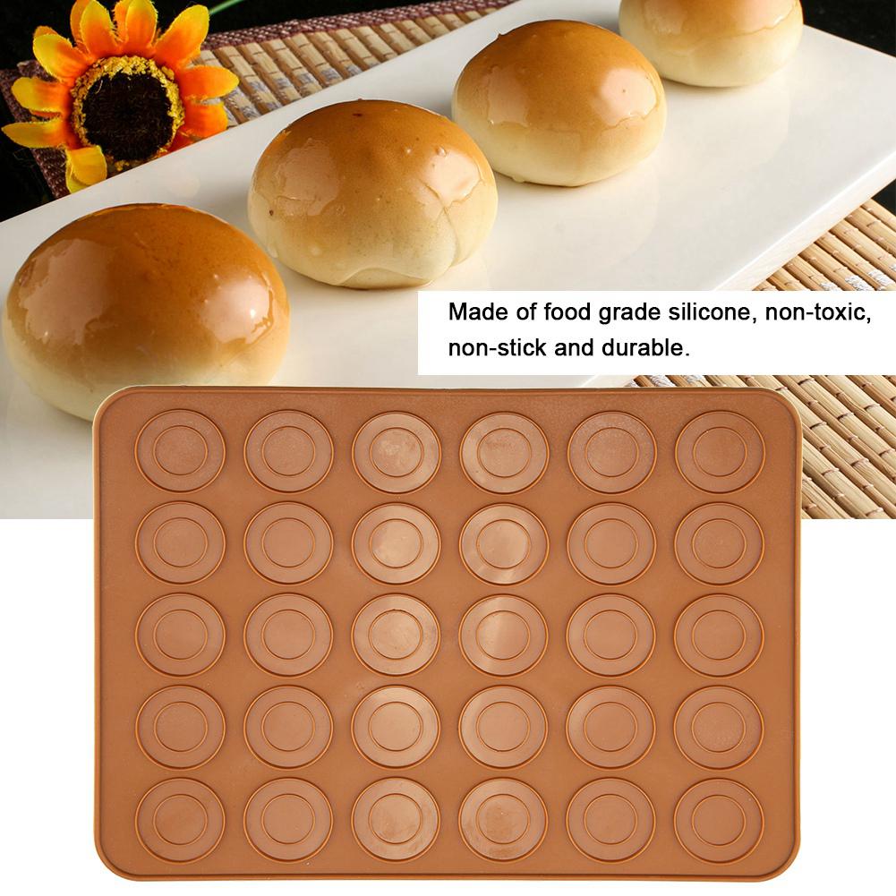 1pc 30 Holes Round Shape Macarons Mat Silicone Macaron Sheet Pad Pastry Cake Baking Tool