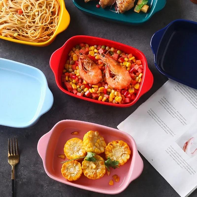 Special Bowl for Large Microwave Oven, Baking Bowl, Double - ear Cheese Baked Rice Baking Plate, Home Baking Plate Dish Plate