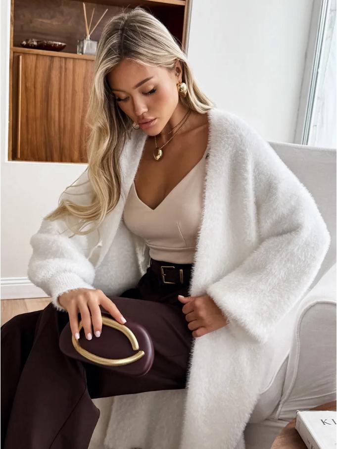 2025 Trendiger Damen Flauschiger Cardigan Pullover: Locker, Vielseitig und Stilvoll für Herbst/Winter Europäische und Amerikanische Mode