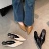 Papuci de damă de brand nou de primăvară 2025, cu vârf ascuțit, slip-on, catâri de damă, toc subțire și jos, pantofi sandale de rochie de exterior