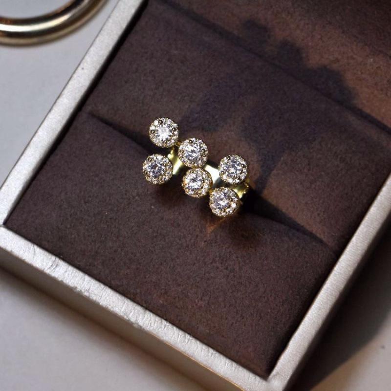 Exquisite Zirconia Flower Ring: Adjustable Open Design for Women s Stylish Versatility Open Adjustable