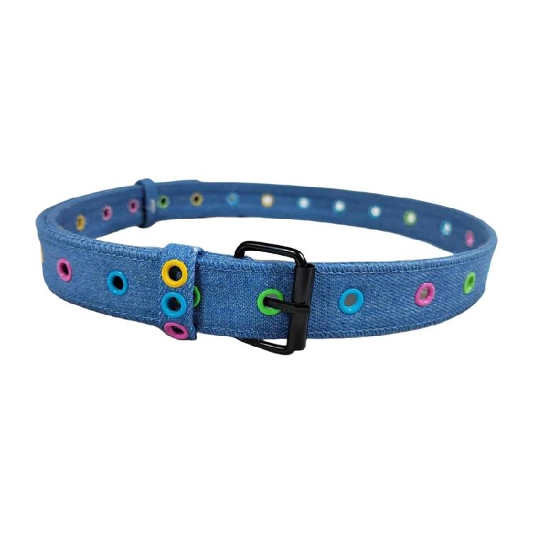 Fashionable Waist Belt Versatile Jeans Waistband Decorative Women s Students Belt with Colorful Grommet Decoration джинсовый синий